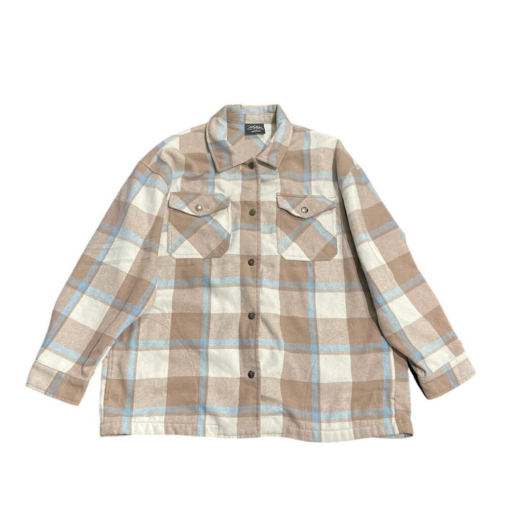 HFX Plaid Flannel Shirt Jacket Shacket Size Large Relaxed Fit Streetwear Outdoor